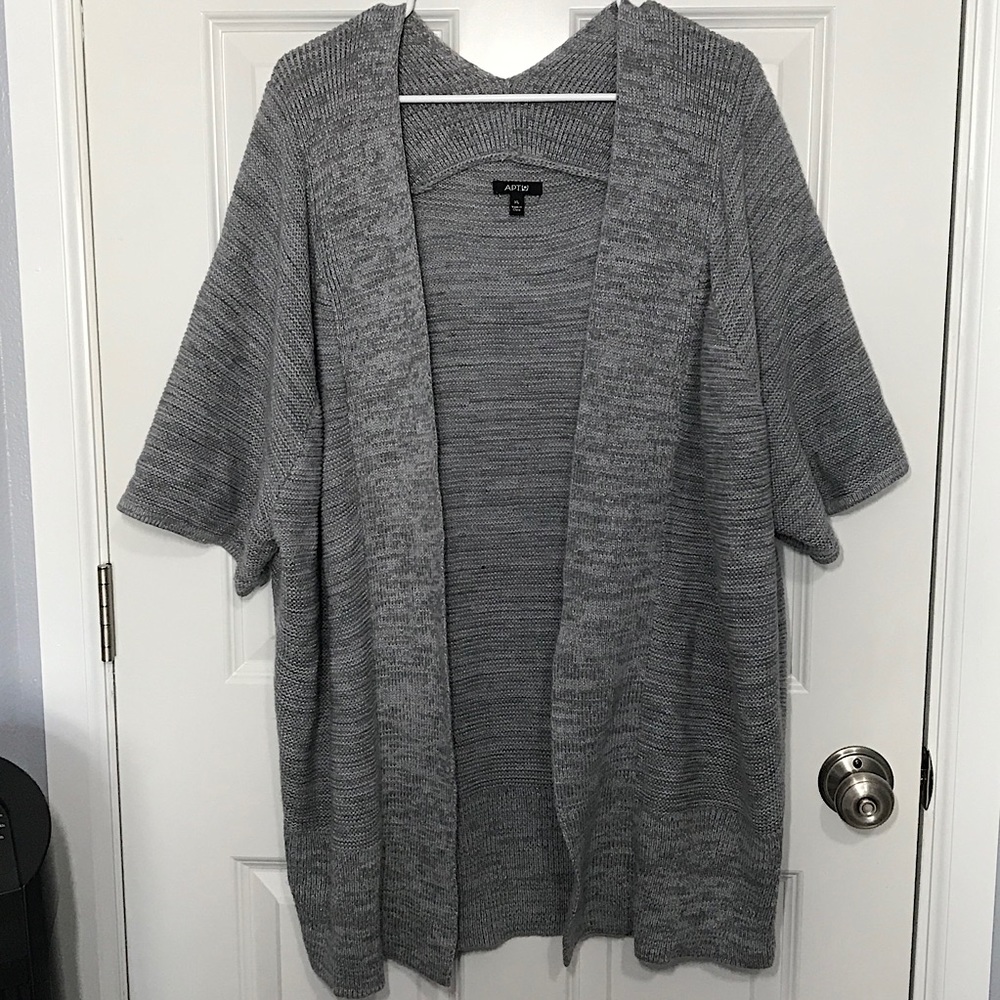 Grey Knitted Shawl Cardigan